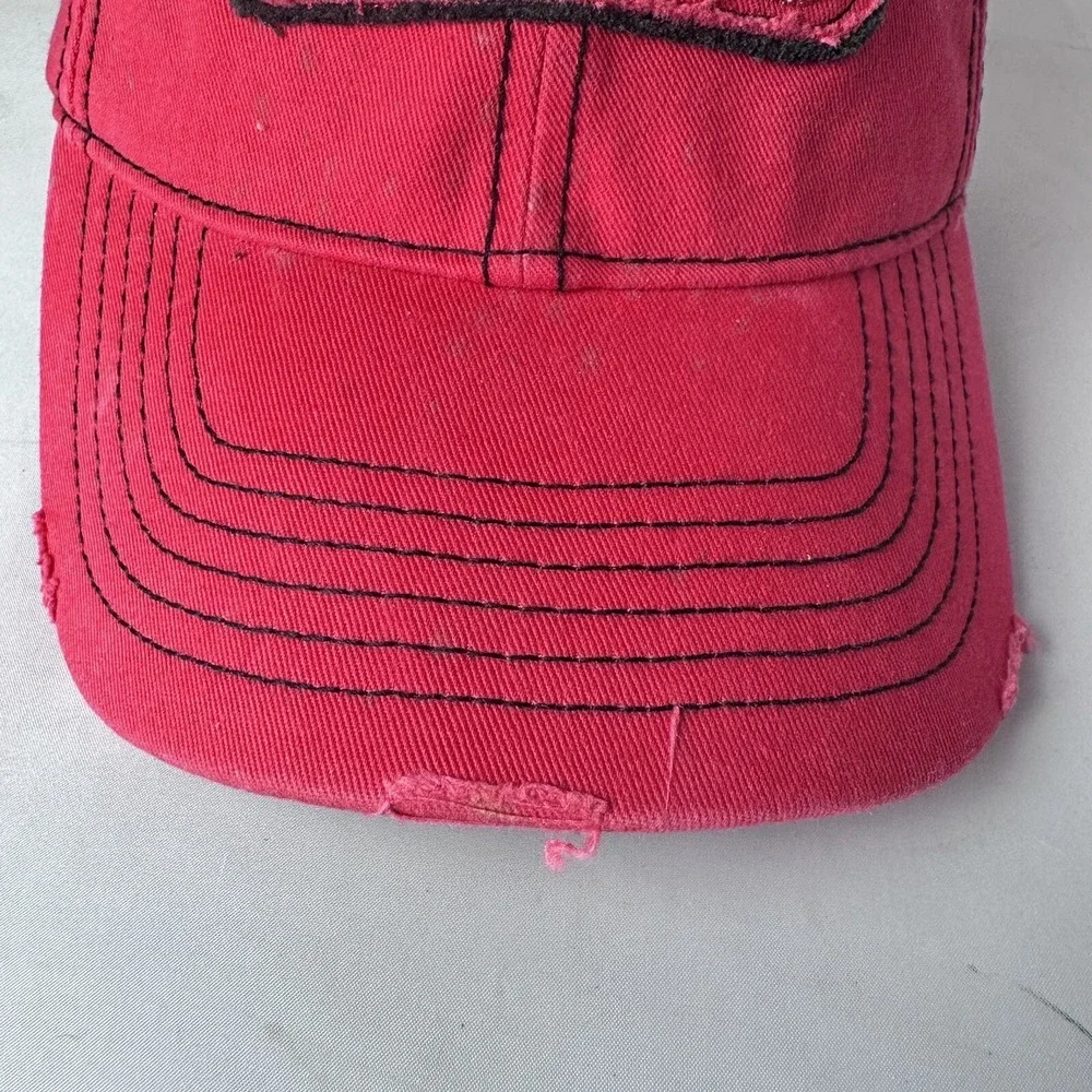 Redfield Optics Logo Hat Red Distressed Adjustable Baseball Cap Hunting‎ Gear